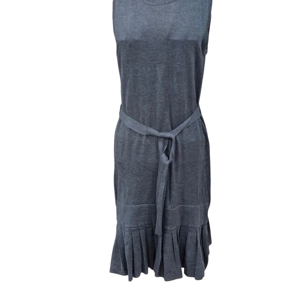 Calvin Klein Charcoal Gray A Line knit dress Sleeveless Career Stretch Chic